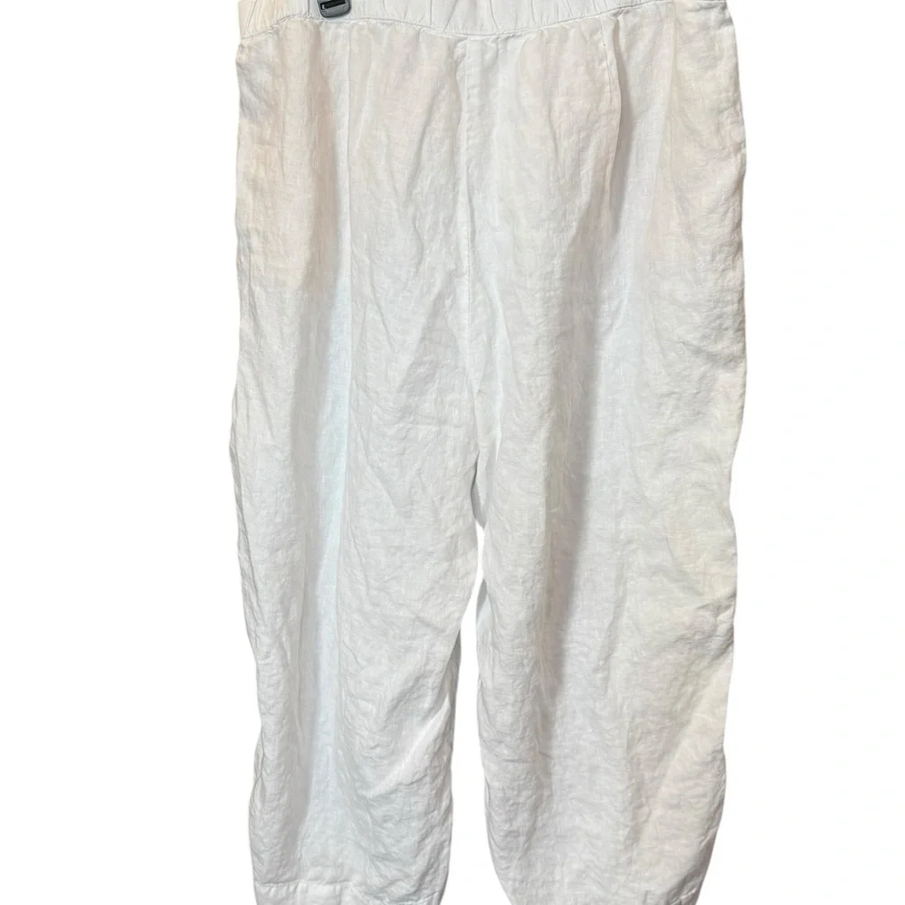 J.Jill Love Linen Cropped Pants White Relaxed Fit Elastic Back Size 2X - Picture 3 of 8